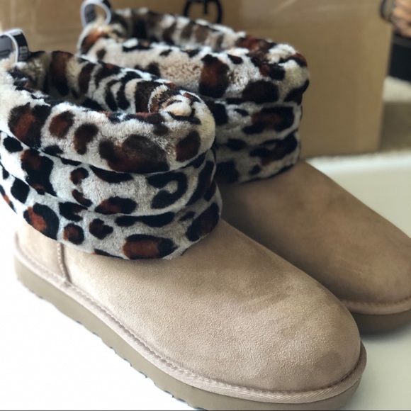 ugg fluff mini quilted leopard